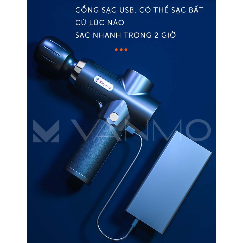 Súng Massage Fascial Gun Mini Cầm Tay 1 Đầu Silicone Giảm Căng Cơ Trị Nhức Mỏi.