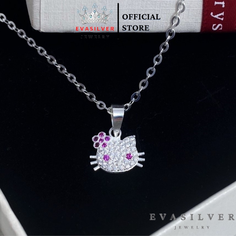 Dây chuyền bé gái mặt hình mèo kytty, chất liệu bạc ta cao cấp - Trang sức bạc Evasilver