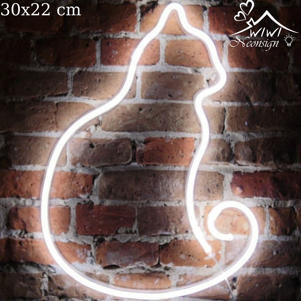 Đèn led neon treo tuong hình thú cưng chó mèo trang trí decor phòng ngủ góc làm việc shop pet