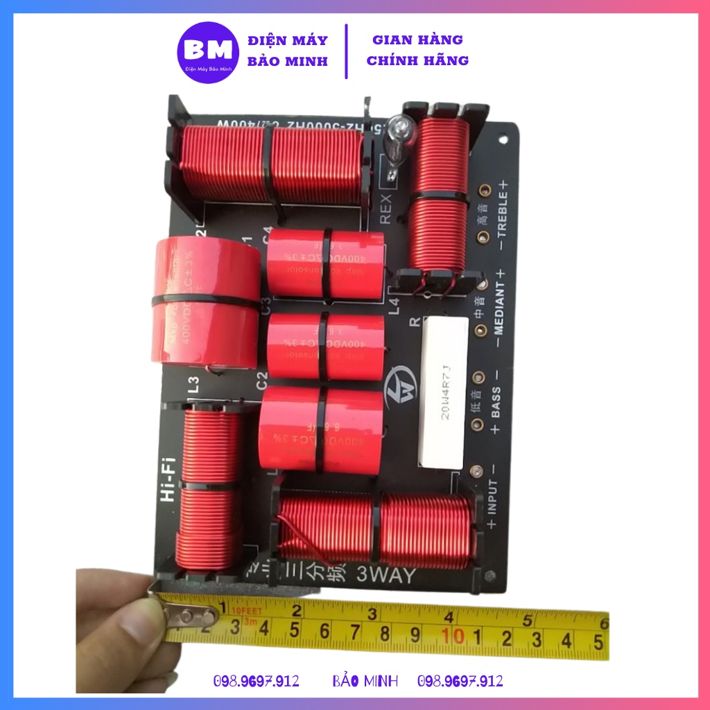 Phân tần 3 đường tiếng H883 - 1 bass 1 mid 1 treble - Giá 1 mạch
