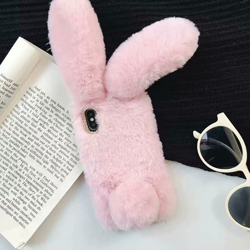 Ốp Điện Thoại Bằng TPU Có Lót Lông Mềm Hình Tai Thỏ Cho IPhone 6 6S Plus 7 8 Plus X X