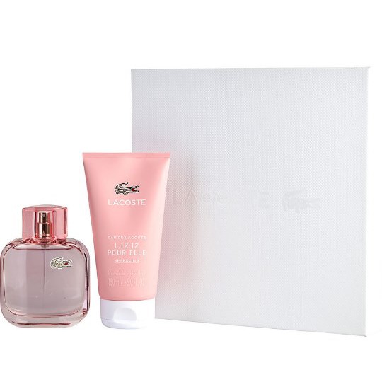 SET Lacoste Eau De Lacoste L.12.12 Pour Elle Sparkling women Eau De Toilette Spray 3 oz & Shower Gel 5 oz