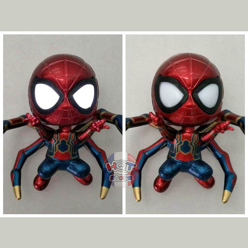 Mô hình iRon Spider Man Chibi K&amp;I đầu lắc lư (Có LED) - Avengers 3 Infinity War - Cuộc Chiến Vô Cực