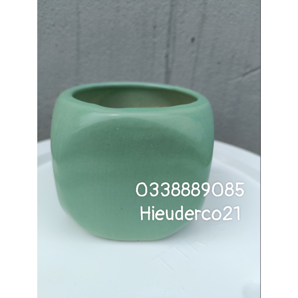 Chậu sứ bát tràng vuông trơn trồng xương rồng, sen đá, derco siêu đẹp.