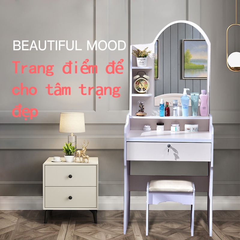 Bàn trang điểm xinh mini tiện gọn  kèm ghế YB15P
