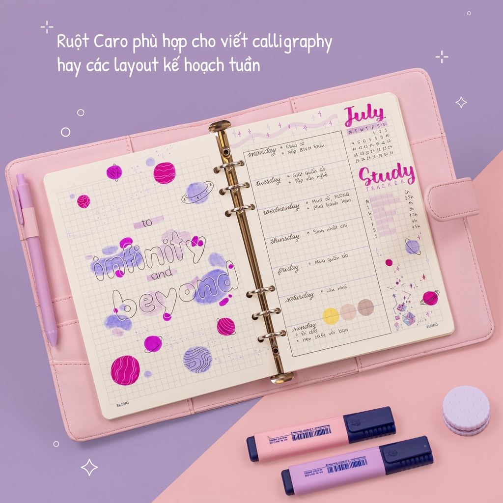 Sổ còng da PU caro A5-100 trang gam màu pastel mát mẻ cho năm học mới năng động; MS:992