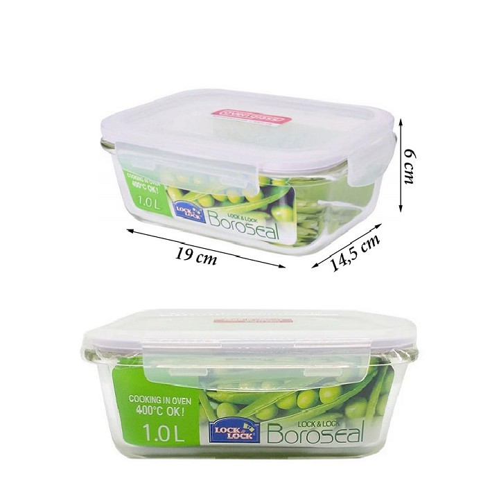 Hộp thủy tinh lock&lock 1000ml - hộp thủy tinh đựng thức ăn