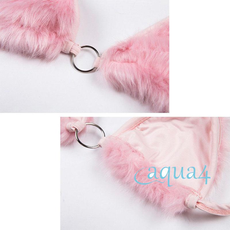 ANANA-đồ Lót Nhung Lông Gợi Cảm Hở Lưng Màu Trơn Có Vòng Kim Loại Hở Lưng Sex Cho Bé Kiêu Hãi