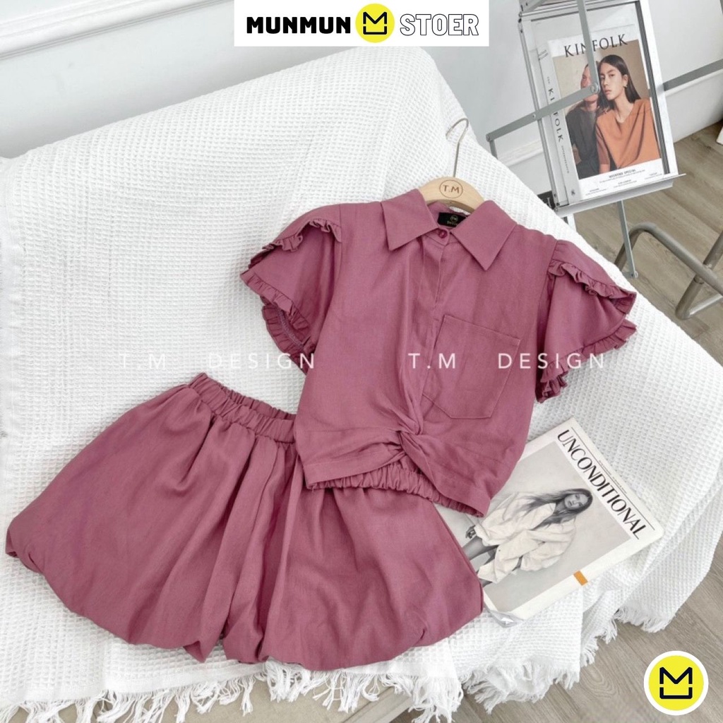 Set đồ gồm áo và quần cộc form chuẩn không kén dáng thiết kế sang chảnh-HG