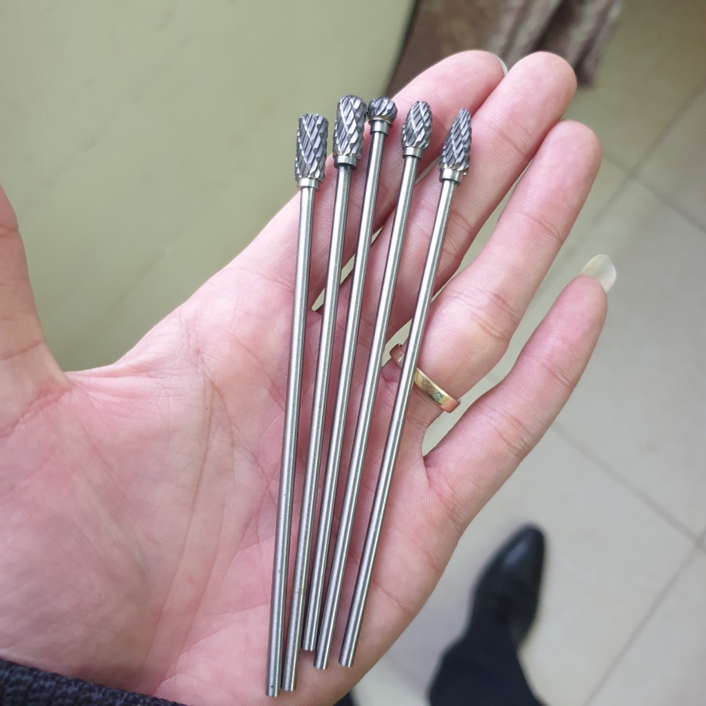 mũi mài khắc hợp kim trục 3mm siêu dài 11cm hay mũi làm gỗ lũa doa hợp kim 110mm