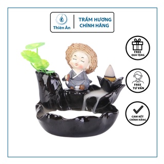 Thác Khói Trầm Hương Cao Cấp Hình Chú Tiểu - Thác Đốt Trầm khói ngược