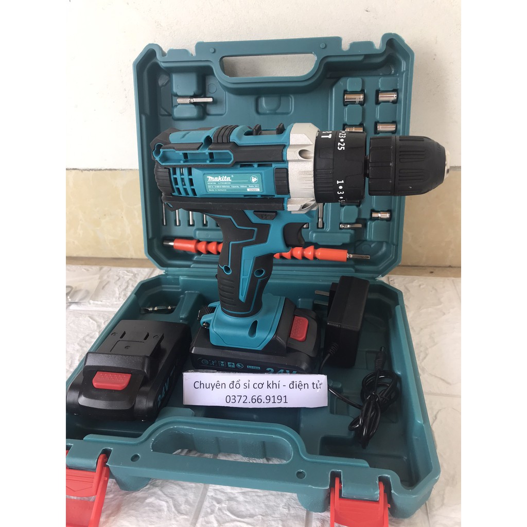 Máy Khoan Dùng pin MAKITA 24V -  - Máy bắt vít, máy khoan sắt,bắn vít - 2 Pin chuẩn 5 CELL 5.0