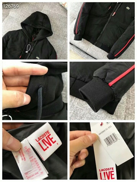 Áo phao mũ rời lacoste