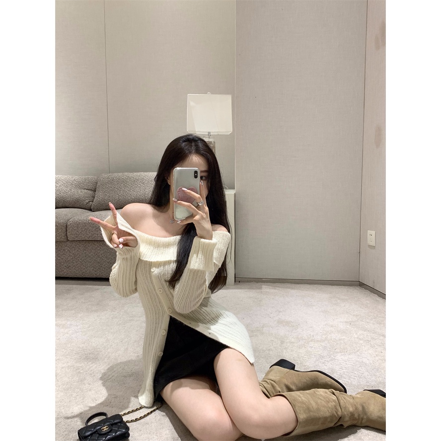 Xiaozhainv Áo Sweater Trễ Vai Tay Dài Thời Trang Mùa Thu Cho Phái Nữ