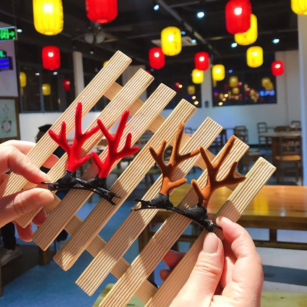 Kẹp tóc hình sừng tuần lộc phong cách giáng sinh thời trang cho nữ