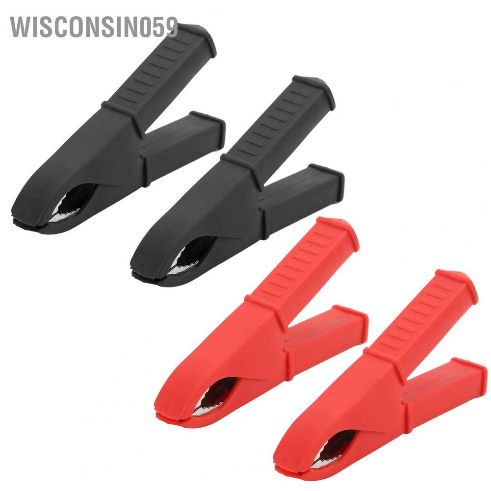 Wisconsin059 2 Pcs Insulated Clip 100mm All Copper Battery Electrical Test Insulation Spring Alligator