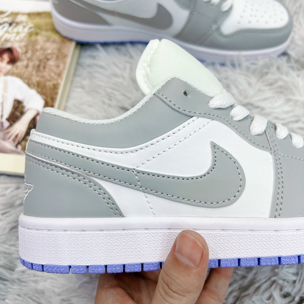 Giày Jordan 1 xám tro cổ thấp bản cao cấp 1-1 hàng trung full phụ kiện