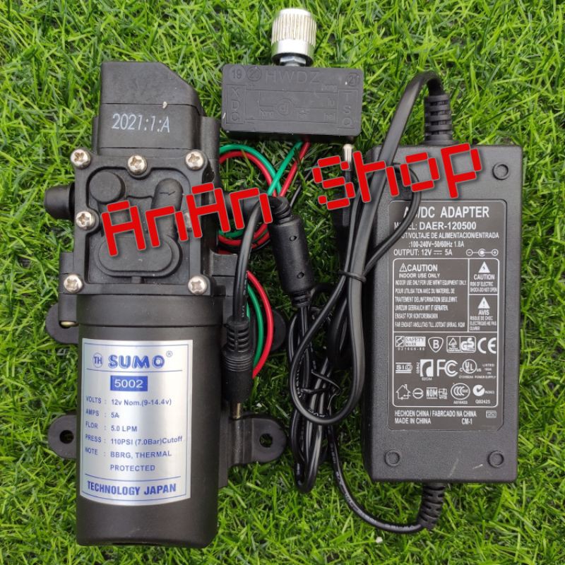 Máy bơm mini 12v SUMO kèm Adapter 12v-5a và điều tốc (chiết áp)