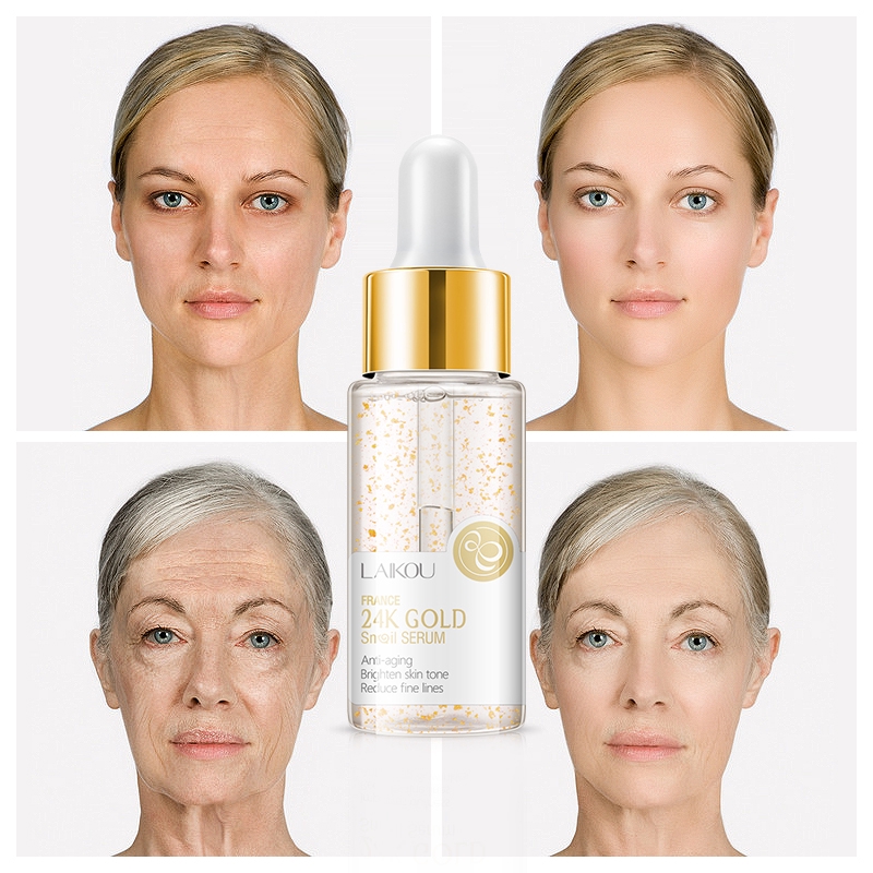 Serum Ốc Sên Vàng LAIKOU 24k Dưỡng Da Chống Lão Hóa Làm Săn Chắc Mịn Màng 17ml