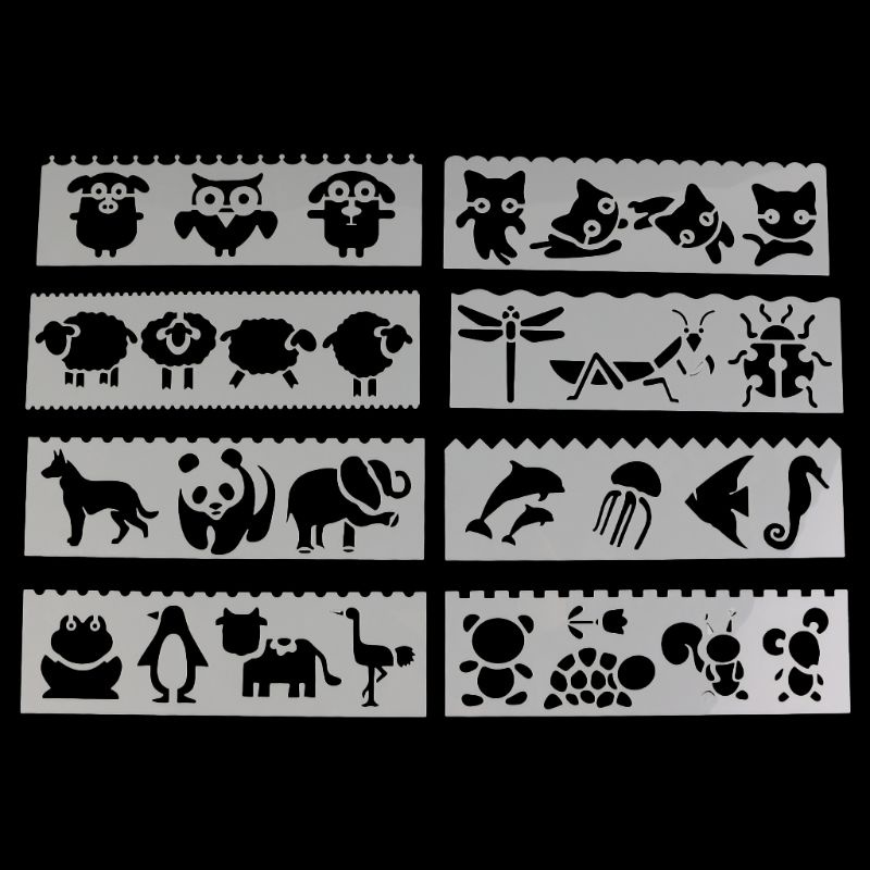 Set 8 thước nhựa vẽ tranh DIY cho bé