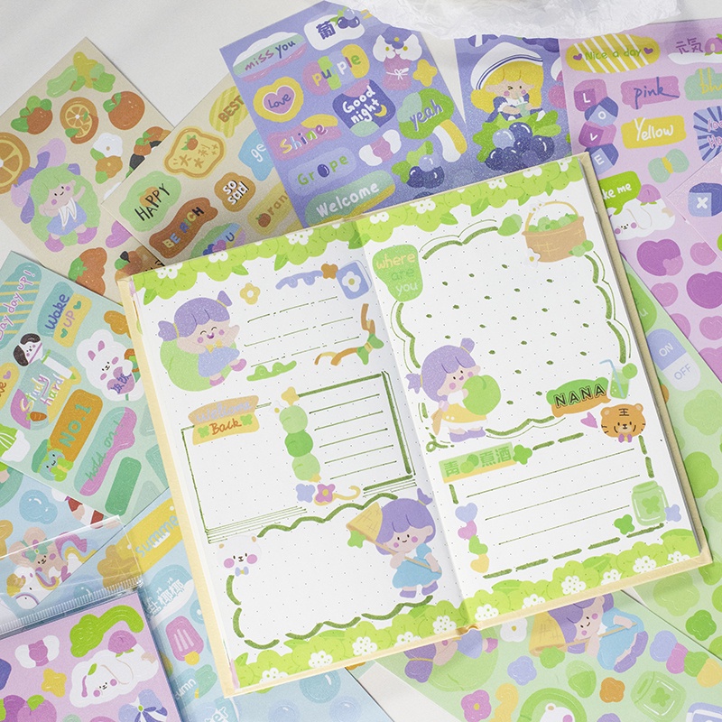 Bộ 12 Tấm Sticker Họa Tiết Hoạt Hình Lấp Lánh Để Trang Trí DIY