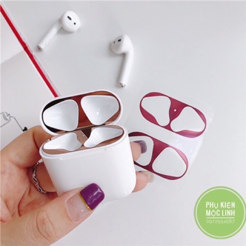 AIRPODS 1 2 3 PRO Skin Miếng Dán Kim Loại Bảo Vệ Hộp sạc Tai Nghe airpod Tính Năng Chống Bụi Bẩn
