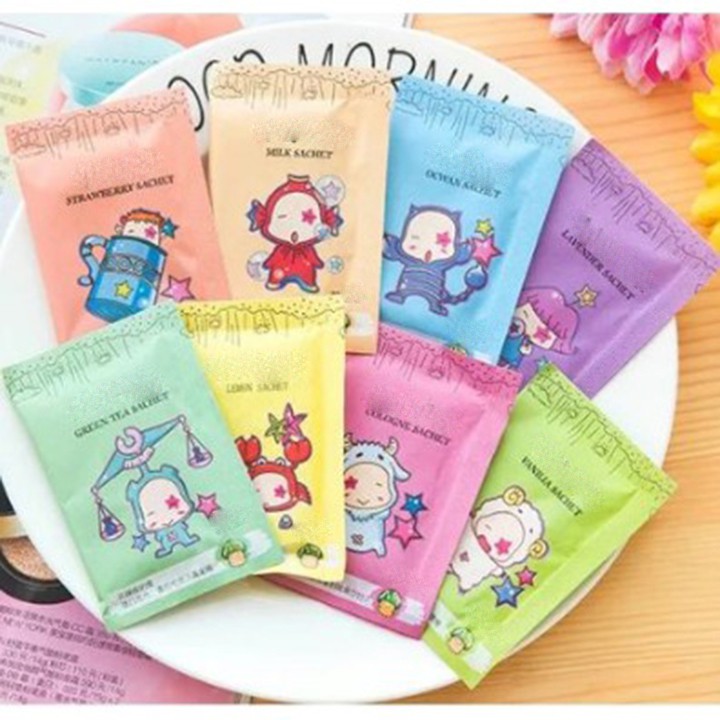 Túi thơm mini thảo mộc hương hoa tự nhiên 12 cung hoàng đạo 85x55mm để vali du lịch không móc treo túi ví