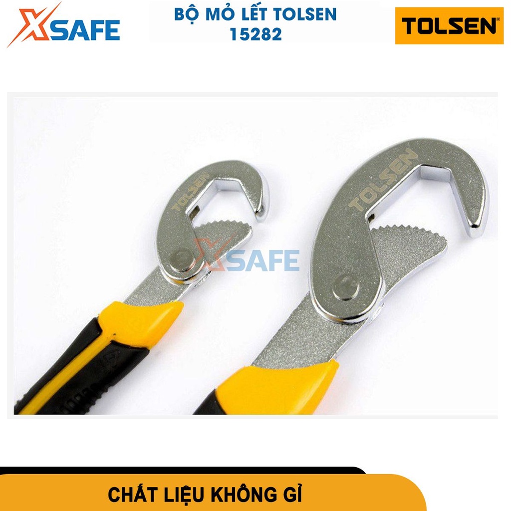 Bộ 2 mỏ lết Tolsen 15282 (9 - 32mm), mỏ lết tăng đưa dùng chất liệu thép cacbon mạ crôm, độ bền cao [CHÍNH HÃNG][XSAFE]