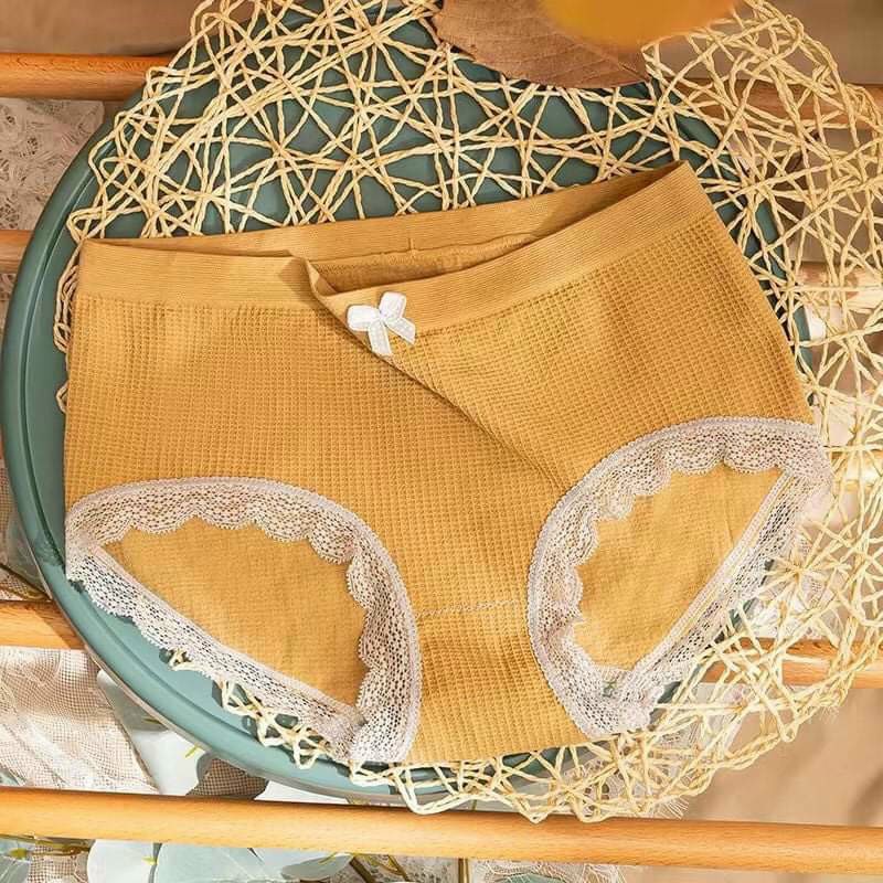 Quần Lót Nữ Cotton Kháng Khuẩn Đính Nơ Viền Ren Dễ Thương 032