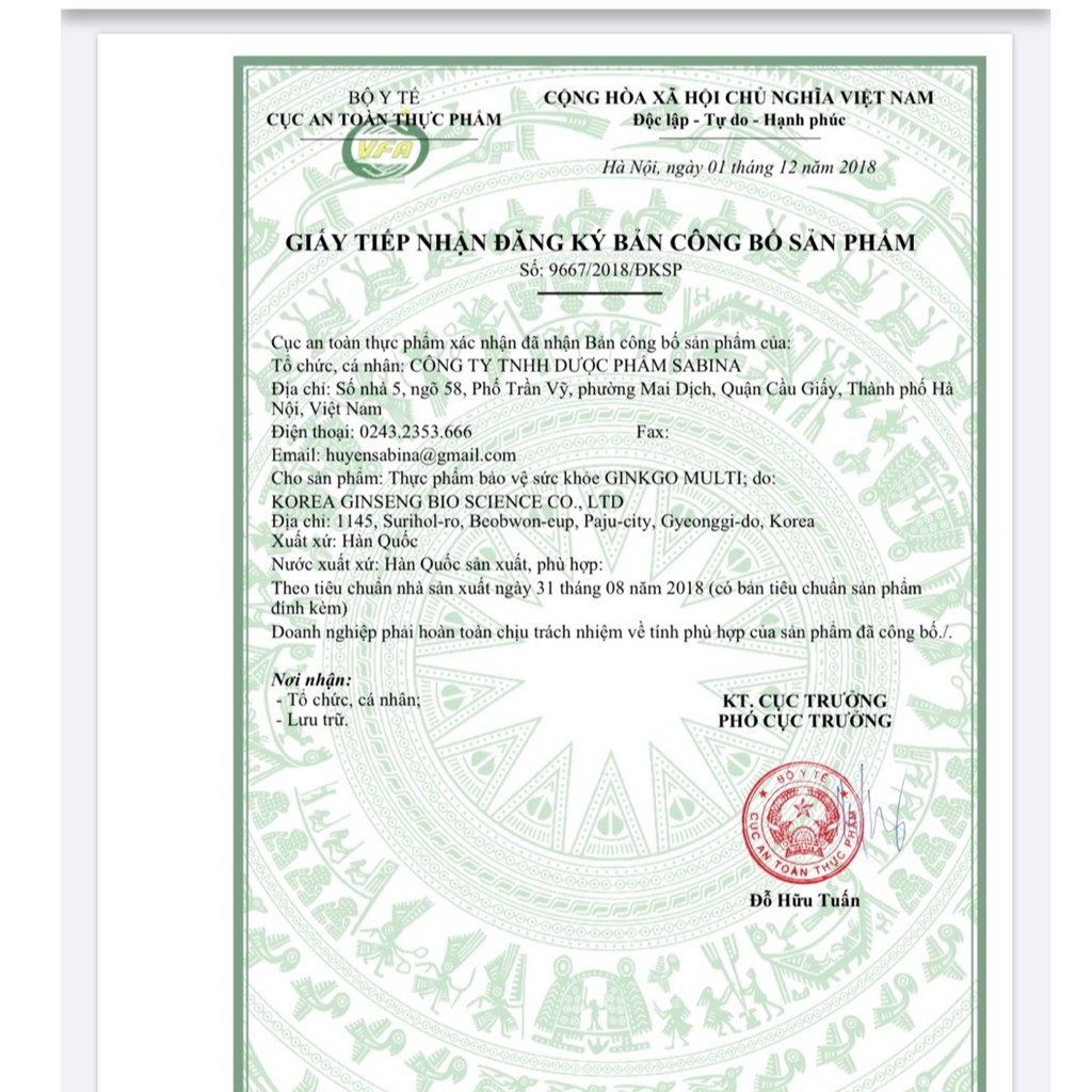 Ginkgo Multi-nhập khẩu nguyên hộp từ Hàn Quốc- giúp tăng tuần hoàn não, giảm đau đầu, cải thiện trí nhớ