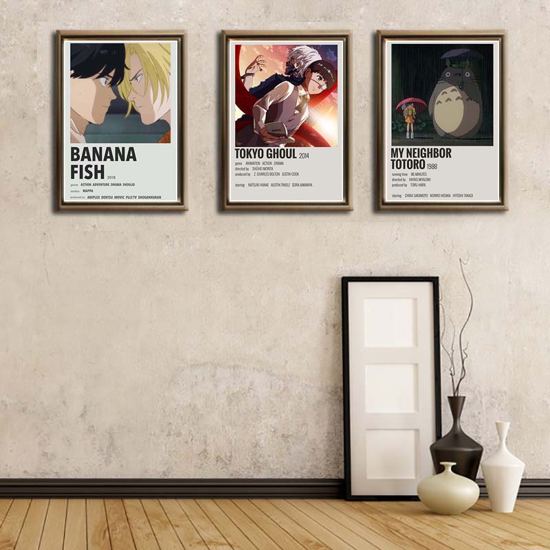Poster Phim Hoạt Hình attack on titan death note Tranh Vẽ Nghệ Thuật Trang Trí Phòng / Quán bar / Nhà Cửa