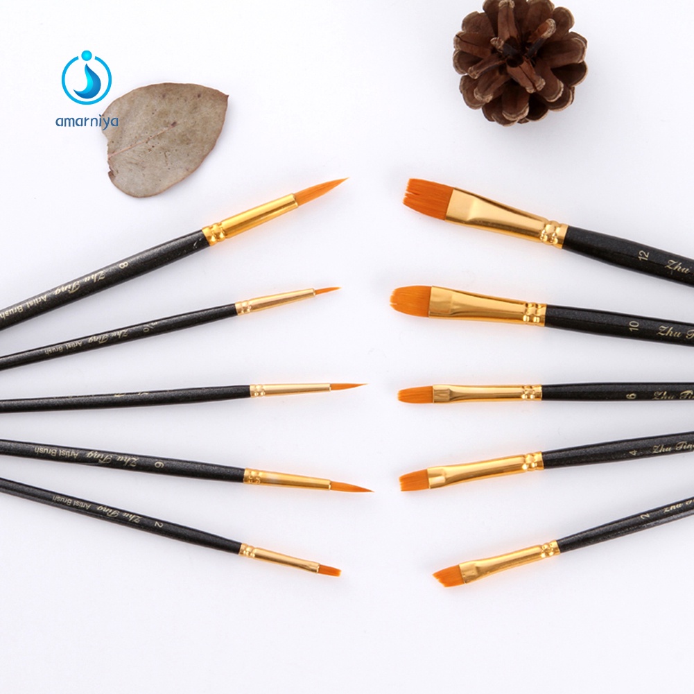 Hàng Có Sẵn Hàng| Set 10 Cọ Vẽ Màu Nước Chất Lượng Cao