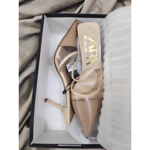 GIÀY CAO GÓT ZARA VINYL MÀU NUDE HÀNG TUỒN