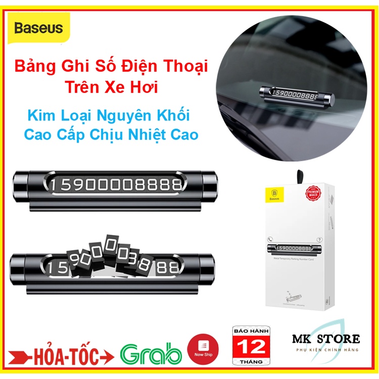 Bảng Ghi Số Điện Thoại trên Taplo ô tô Chính hãng Baseus ACNUM-01 , đúc thép nguyên khối cao cấp , Dạ quang ban đêm