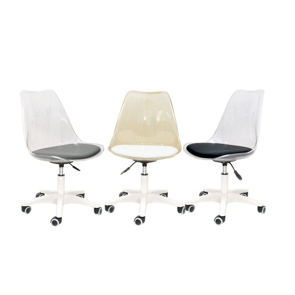 Ghế làm việc văn phòng trong suốt EAMES 1019PCX chân bánh xe nhựa Acrylic