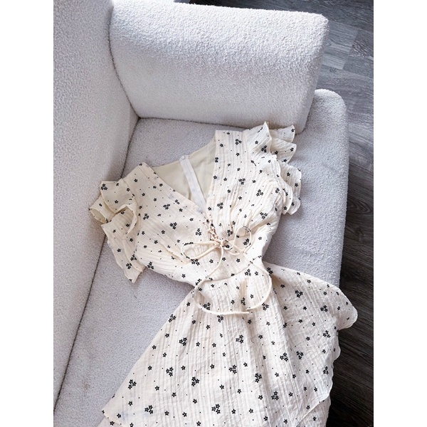 (Có Bigsize) ĐẦM NUDE NỀN HOA TAY TIÊN ĐAN NGỰC H17