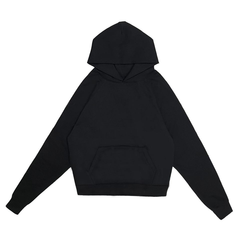 Áo khoác hoodie trơn unisex màu đen.