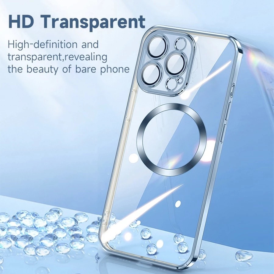 Sang Trọng Ốp Điện Thoại silicone Trong Suốt Từ Tính Bảo Vệ Ống Kính Cho iphone 13 12 11 pro max