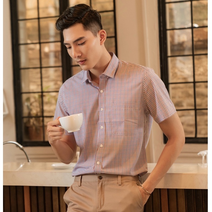 Áo Sơ Mi Nam Công Sở Ngắn Tay Trẻ Trung Kẻ Caro DGCs - SASN1927M
