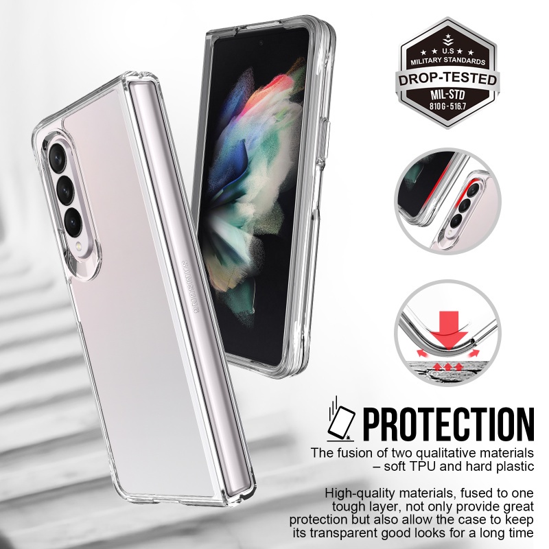 Ốp Điện Thoại Cứng Trong Suốt Chống Rơi Có Thể Gấp Gọn Cho Samsung Galaxy Z Fold 3 5G