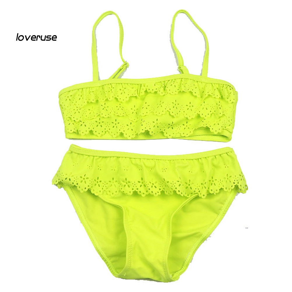 Bộ Đồ Bơi Bikini 2 Mảnh Màu Sắc Đơn Giản Dành Cho Bé Gái