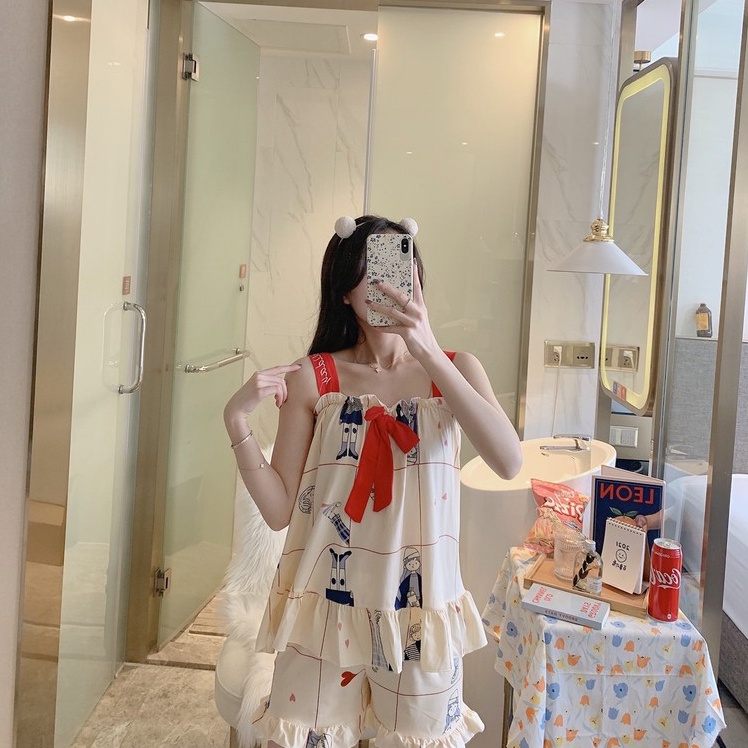 Đồ bộ nữ mặc nhà đồ ngủ nữ mùa hè cotton 2 dây cao cấp bigsize SAMSU MT11