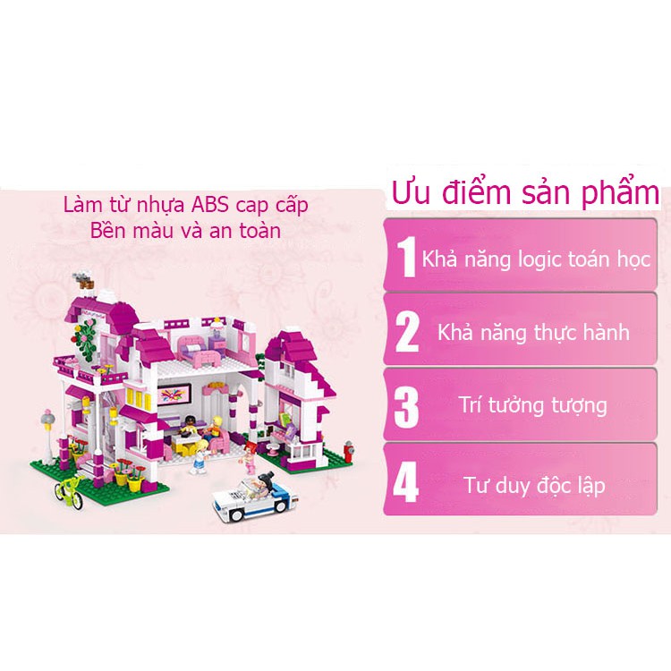 (sẵn hàng) Đồ chơi xếp hình lắp ráp lego friends biệt thự gia đình Villa Building Blocks 726pcs Sluban 0536