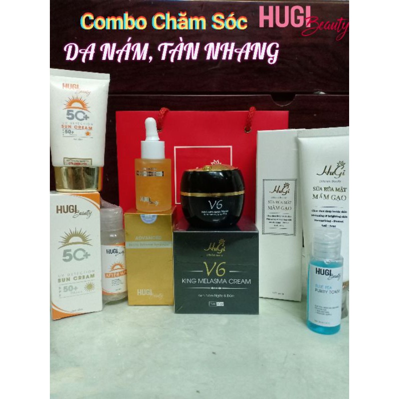 Combo ngăn ngừa và xoá Nám, mờ tan nhang, dưỡng da trắng sáng HuGi Beauty (Tặng Toner hoa đậu biếc và kem nhã nắng)