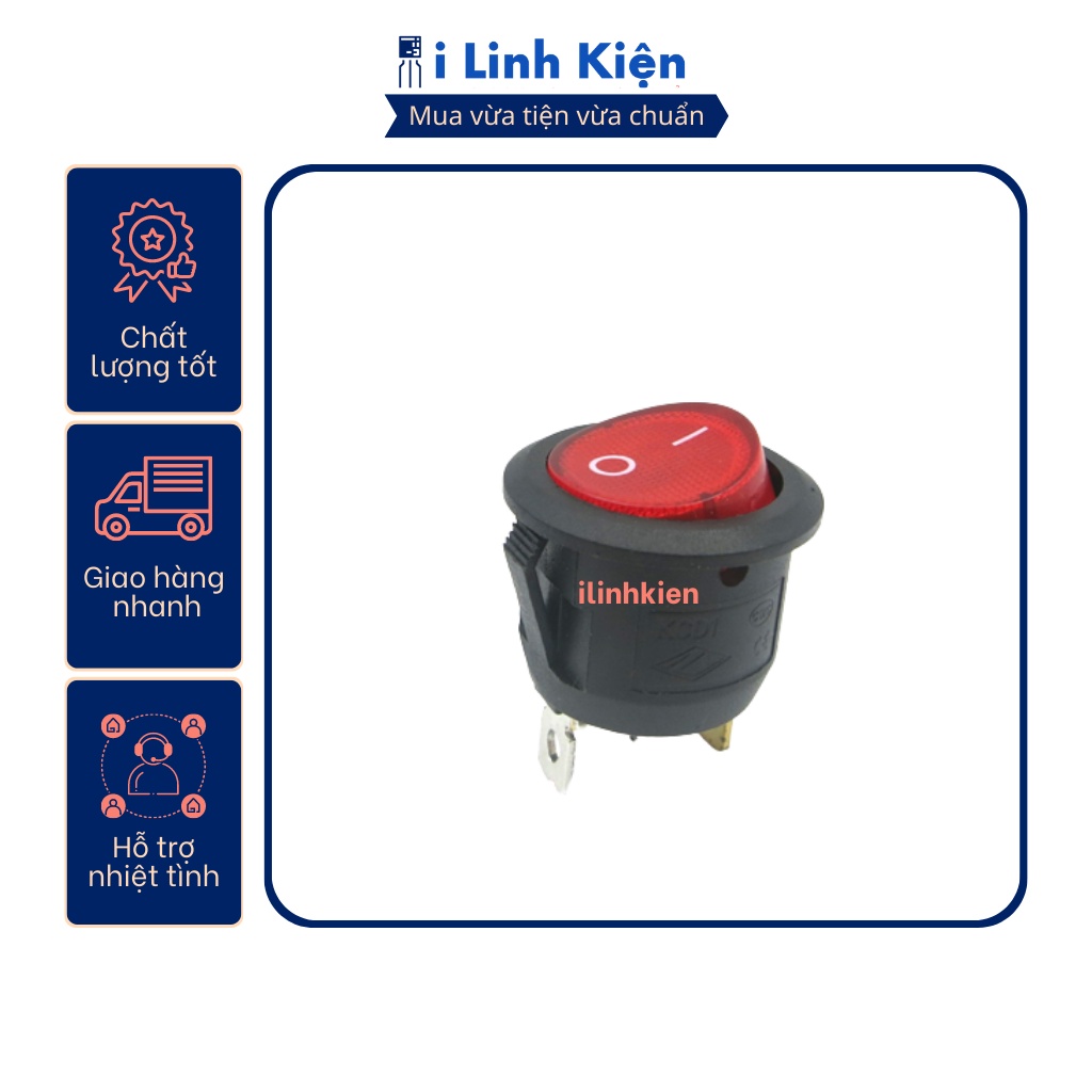 Công tắc bập bênh tròn KCD1-105 6A250V 3P có đèn
