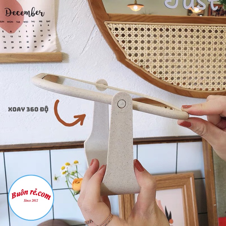 Gương trang điểm 2 mặt xoay 360 độ để bàn xinh xắn - Gương để bàn trang điểm nhỏ gọn decor nhà cửa Br 01673