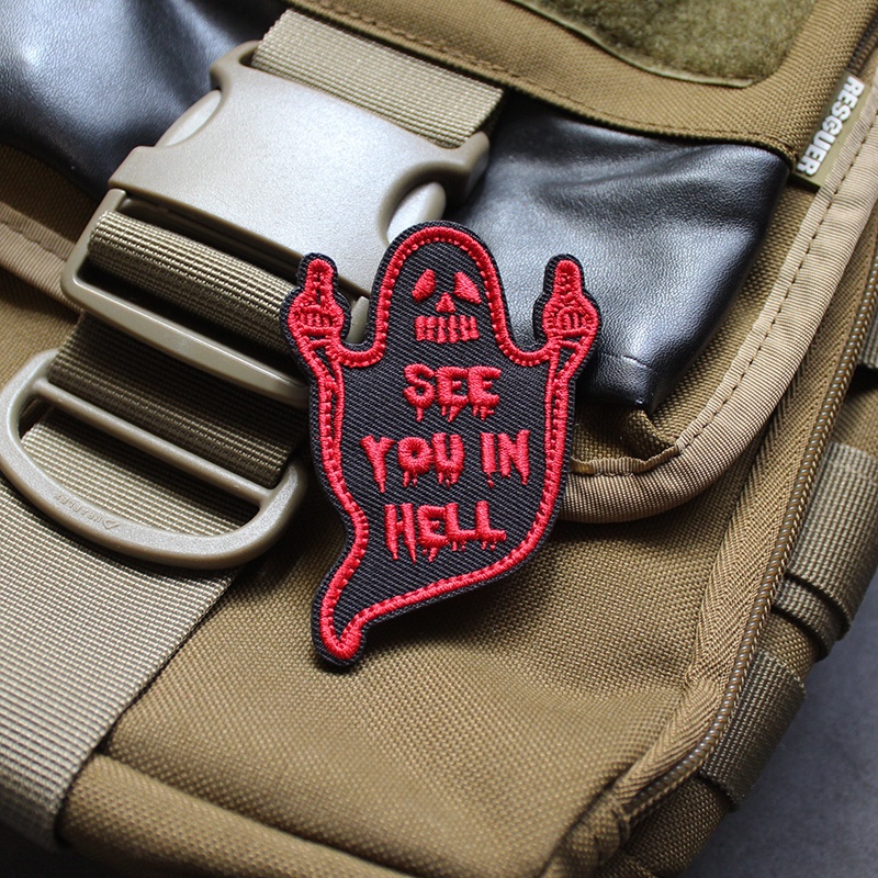 Huy Hiệu Dán / Huy Hiệu / Băng Cánh Tay / Quần Jean Thêu Đa Giác Họa Tiết "see you in hell" 3D