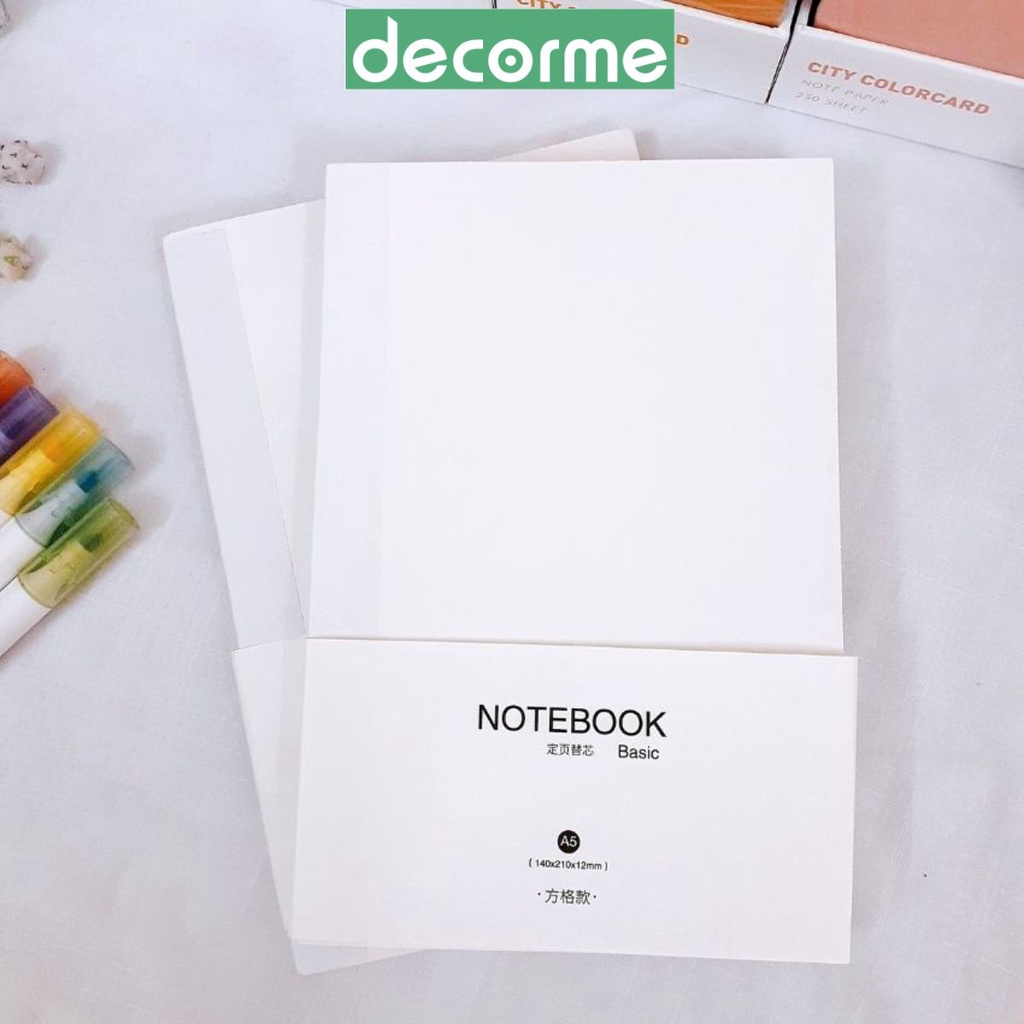 DecorMe Sổ tay trắng basic note for dùng làm sổ ghi chép planner bullet journal size A5 A6 160 trang