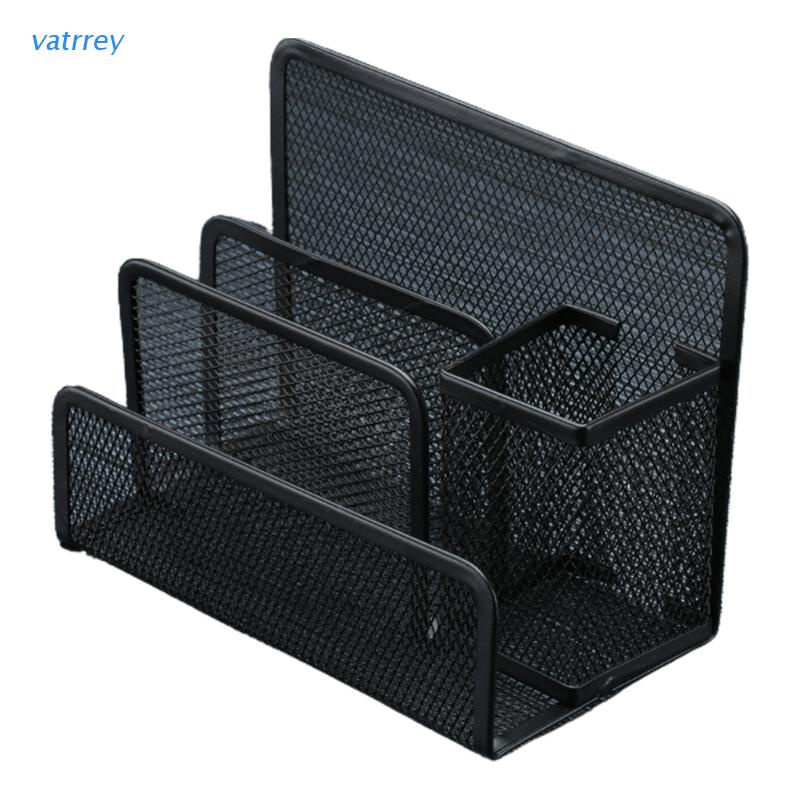Khay lưới đen 3 ngăn đựng bút để bàn sắp xếp gọn gàng đa ứng dụng sắp xếp gọn gàng cho nhà ở / văn phòng