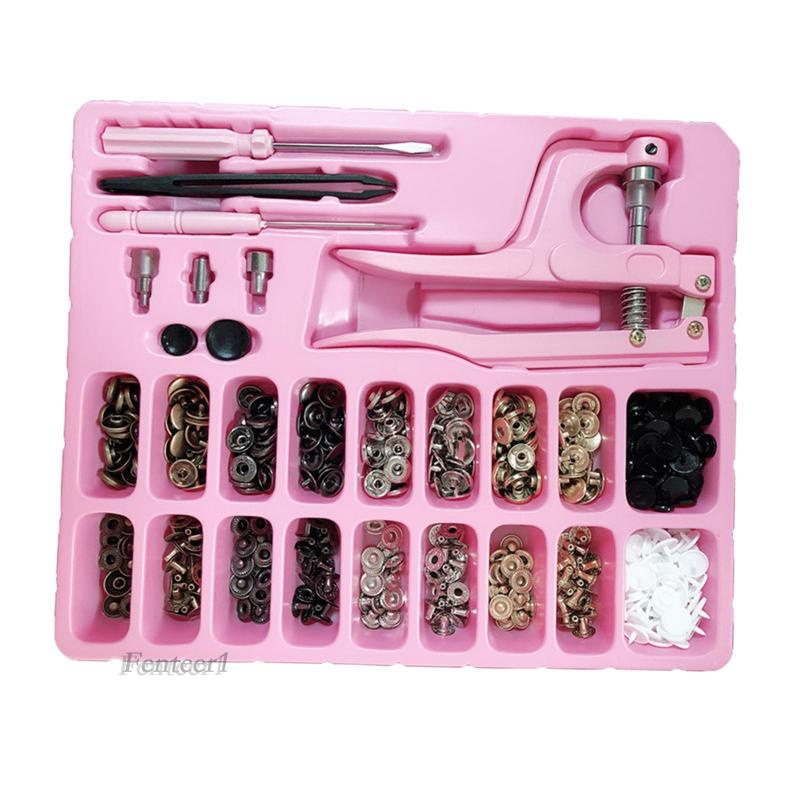 1 [Fenteer1] Bộ Nút Bấm Kim Loại Và Da Kèm Kìm Bấm